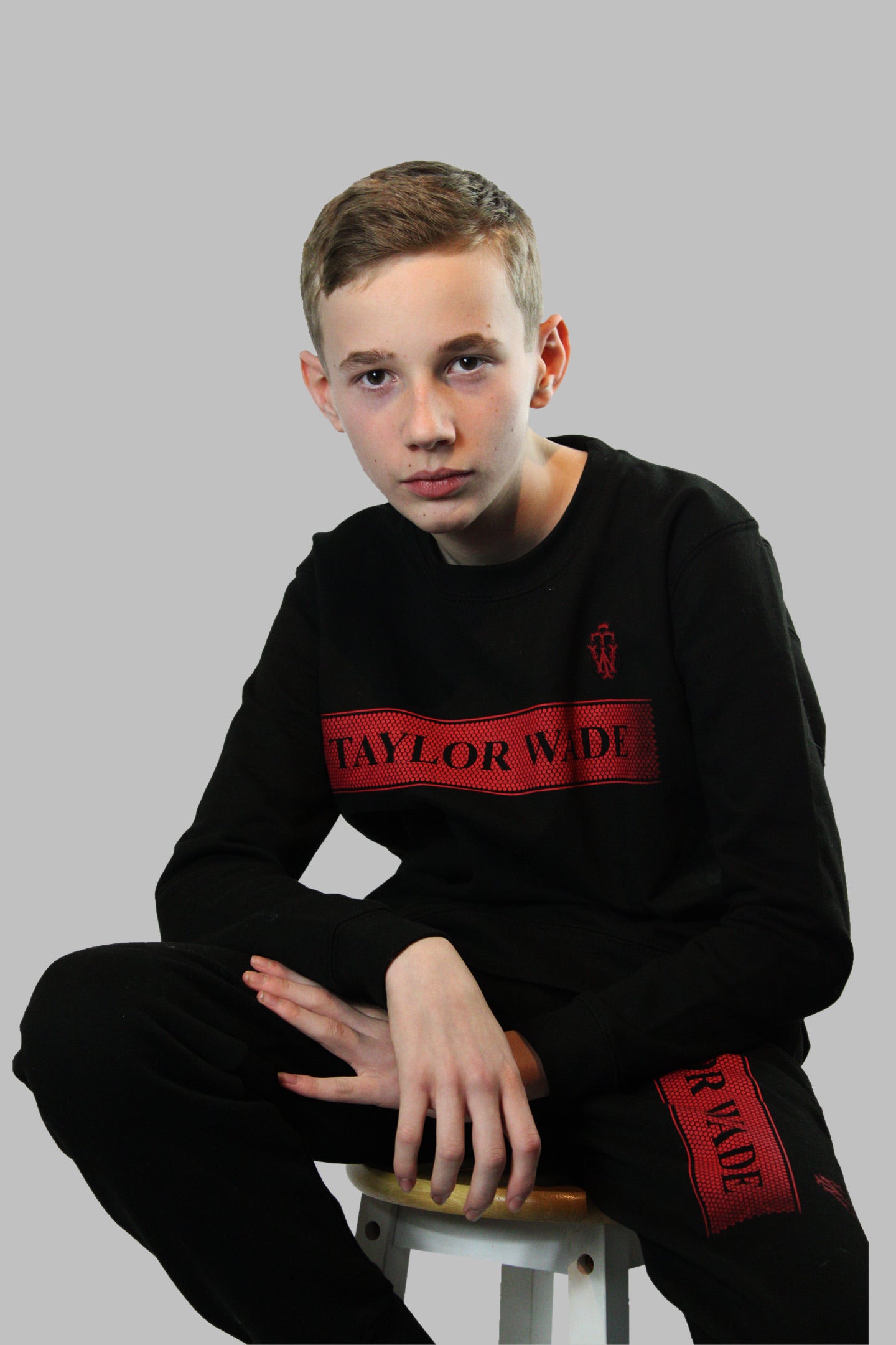 Taylor Wade Boys Black Tracksuit HoneyComb Print